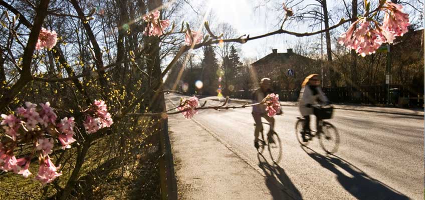 Två personer cyklar